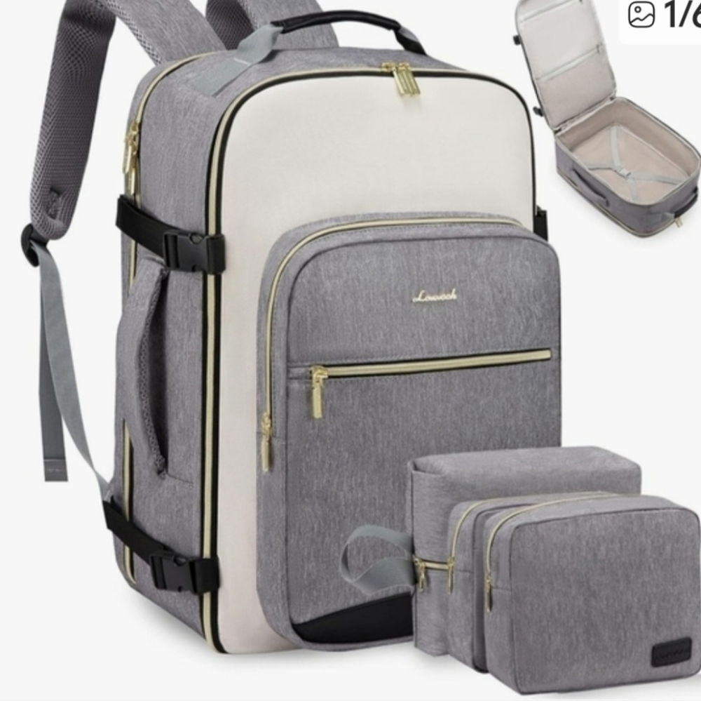 Travel Backpack 17" 40L 4 Pieces TSA Approved, NWT